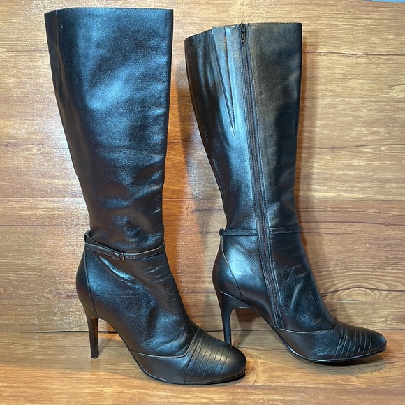 N.Y.L.A knee high leather heeled boots size 8.5 M - Picture 7 of 13